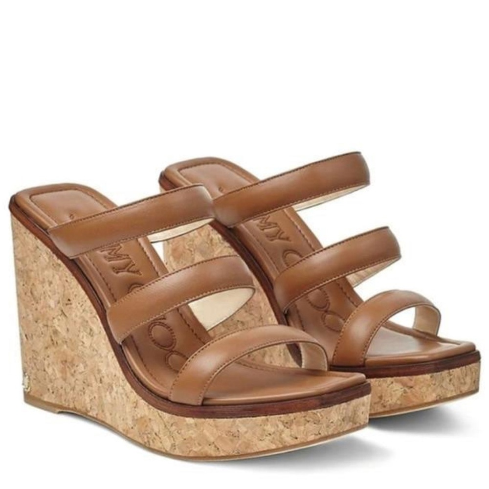 Jimmy Choo Athenia Leather Wedge Sandals